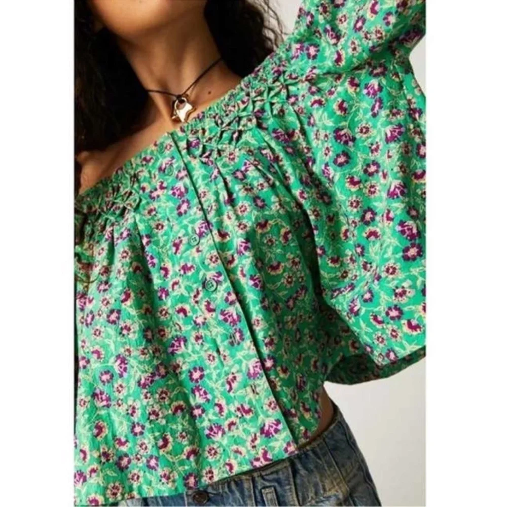 Free People Floral James Smock Top